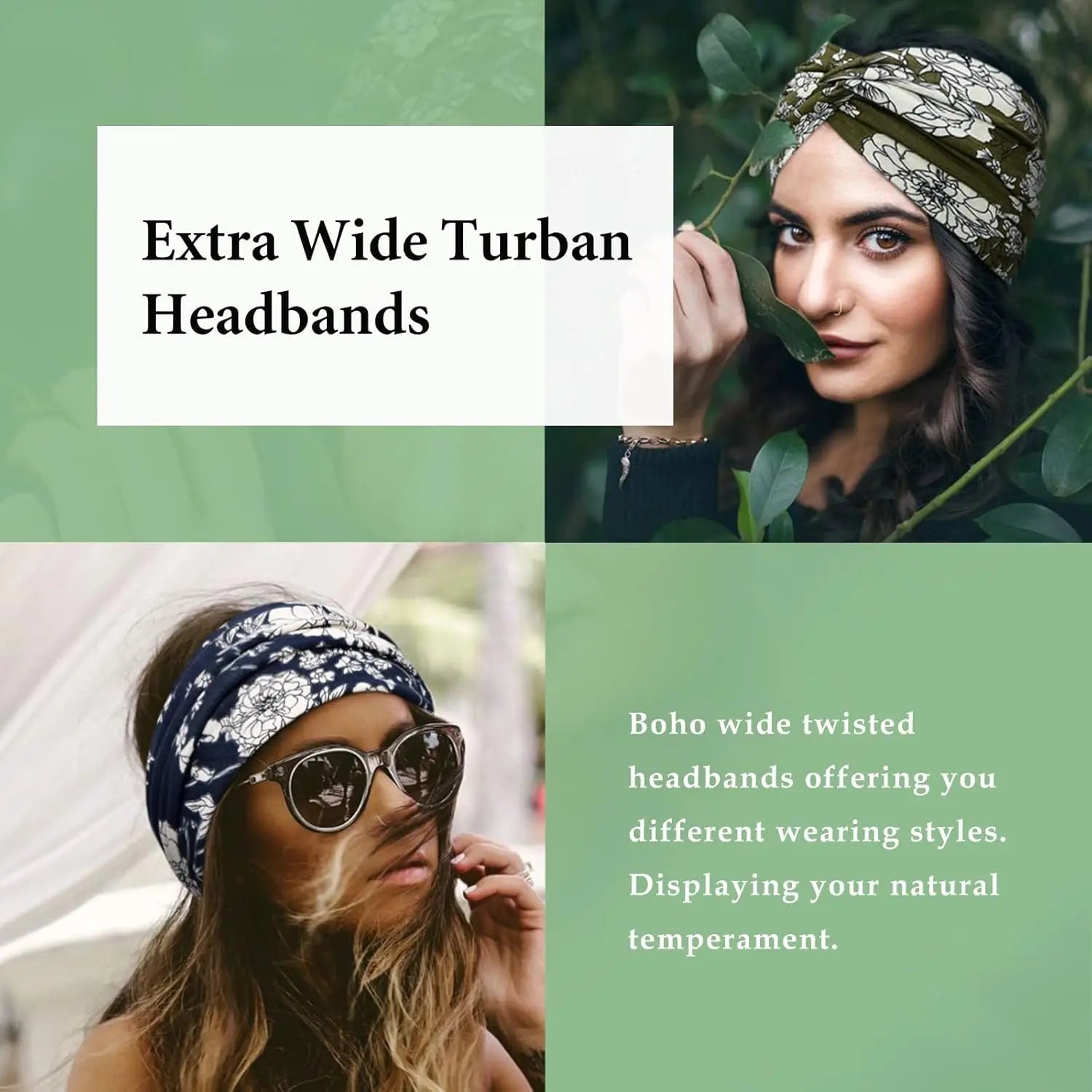 CUBIDUPI 6-Piece Bohemian Wide Headband Set – Breathable Yoga Sweatbands for Women, Ideal for Running and Fitness Activities