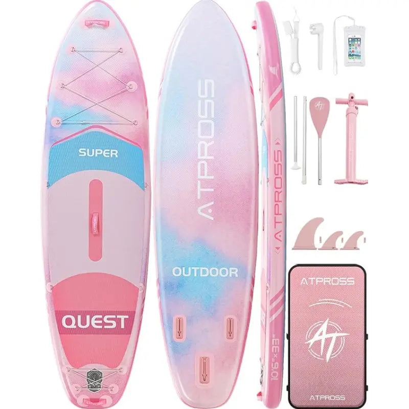 Pro 10'6" x 33" Extra Wide Stand-Up Paddleboard, 400 lbs Capacity, Anti-Slip EVA Surface, Compact Portable Accessories Kit, Stable Watercraft for Beginners and Yoga Enthusiasts