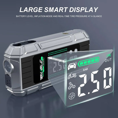 BIUBLE 10000A Multifunctional Portable Car Jump Starter with 26800mAh Battery, 150PSI Tire Inflator, 65W PD Fast Charging Power Bank, and Emergency Vehicle Accessories