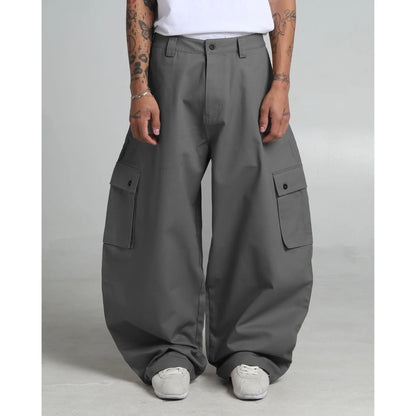 Twill Cargo Pants with Balloon Silhouette