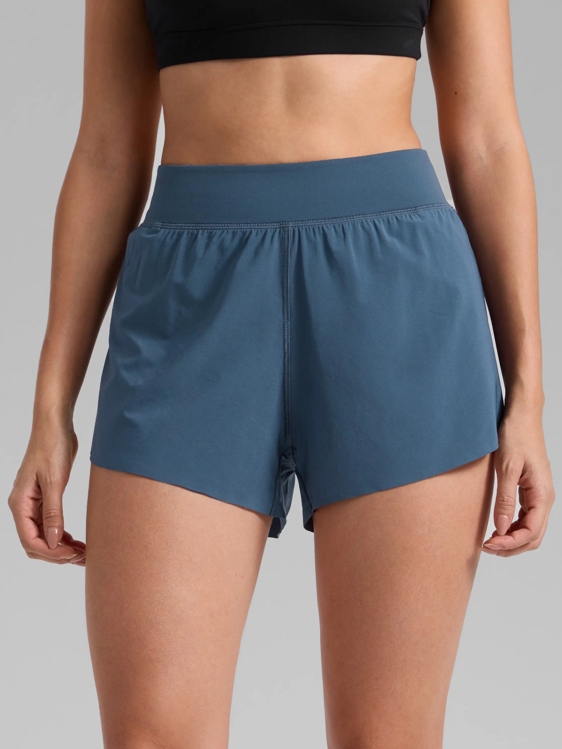 CRZ YOGA Women's High Waisted Dolphin Athletic Running Shorts with 3" High Split and Comfortable Mesh Liner for Gym and Track Workouts