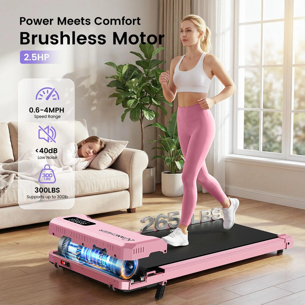 Compact Under-Desk Treadmill with Incline and Vibration Massage Plate - 2.5HP Portable Fitness Machine for Home and Office, Remote Control and LED Display Included