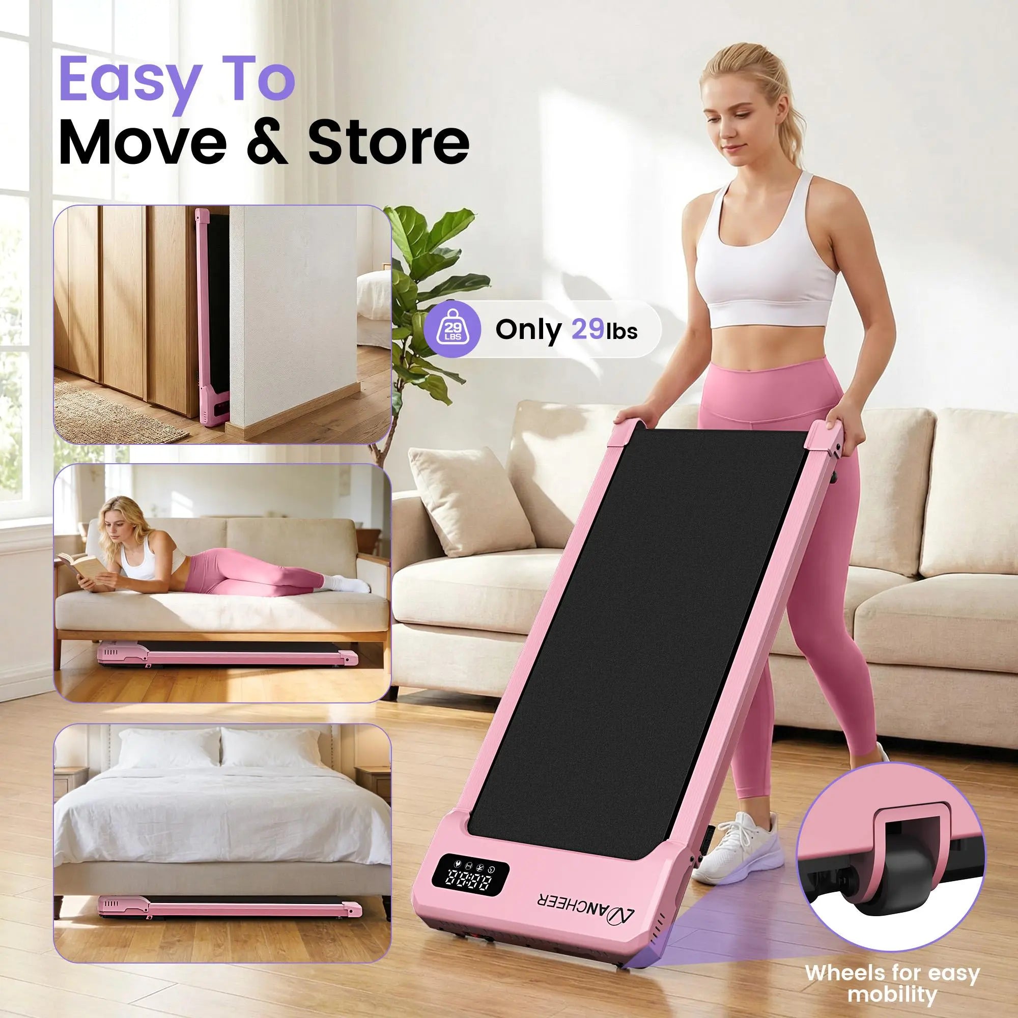 Compact Under-Desk Treadmill with Incline and Vibration Massage Plate - 2.5HP Portable Fitness Machine for Home and Office, Remote Control and LED Display Included