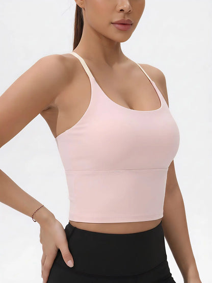 Women's Colorblock Stretchy Sports Tank Top with Fixed Cups - Cropped Activewear for Workout and Yoga