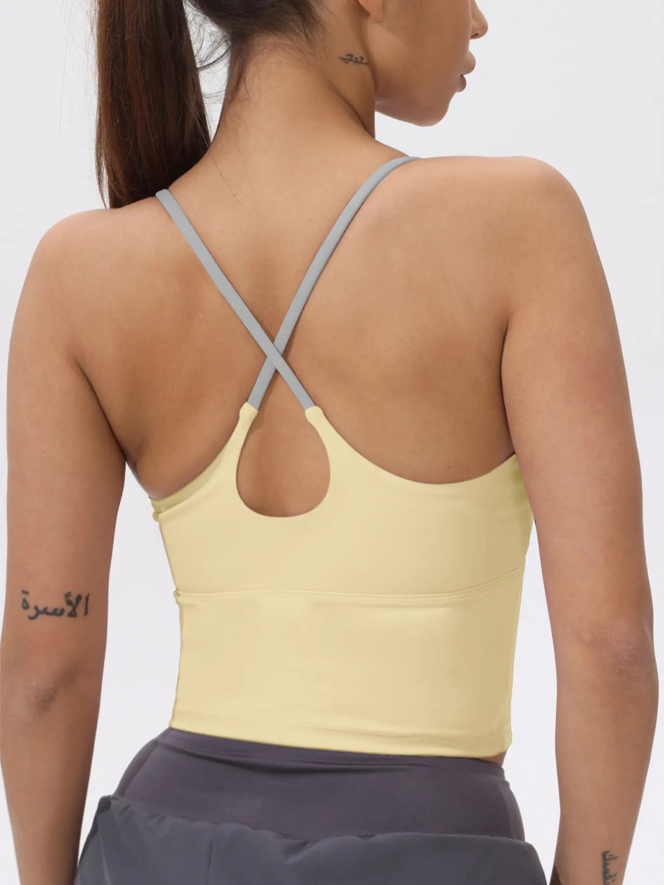 Women's Colorblock Stretchy Sports Tank Top with Fixed Cups - Cropped Activewear for Workout and Yoga