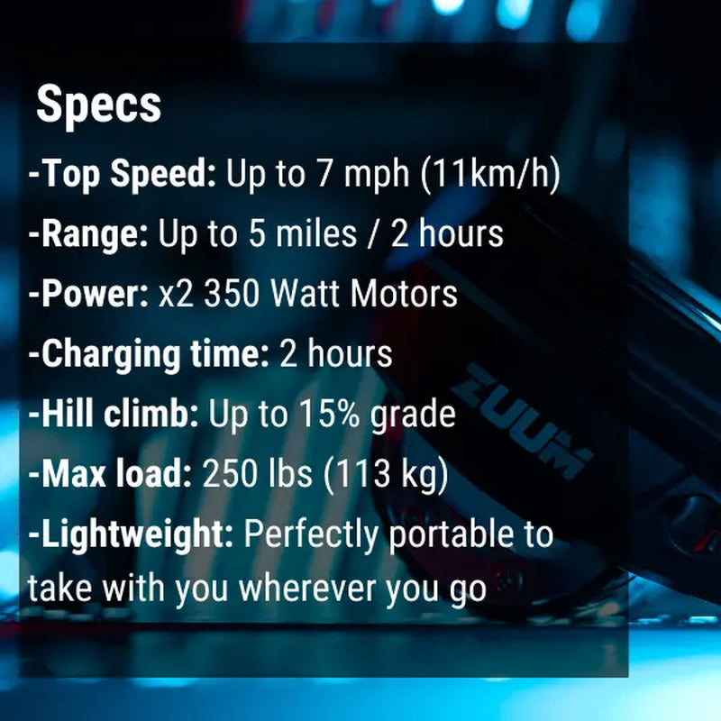 Zuums Self-Balancing Electric Skates - 350W Portable Design, 7MPH Speed, 1.5-Hour Ride Time - Perfect for Kids and Adults