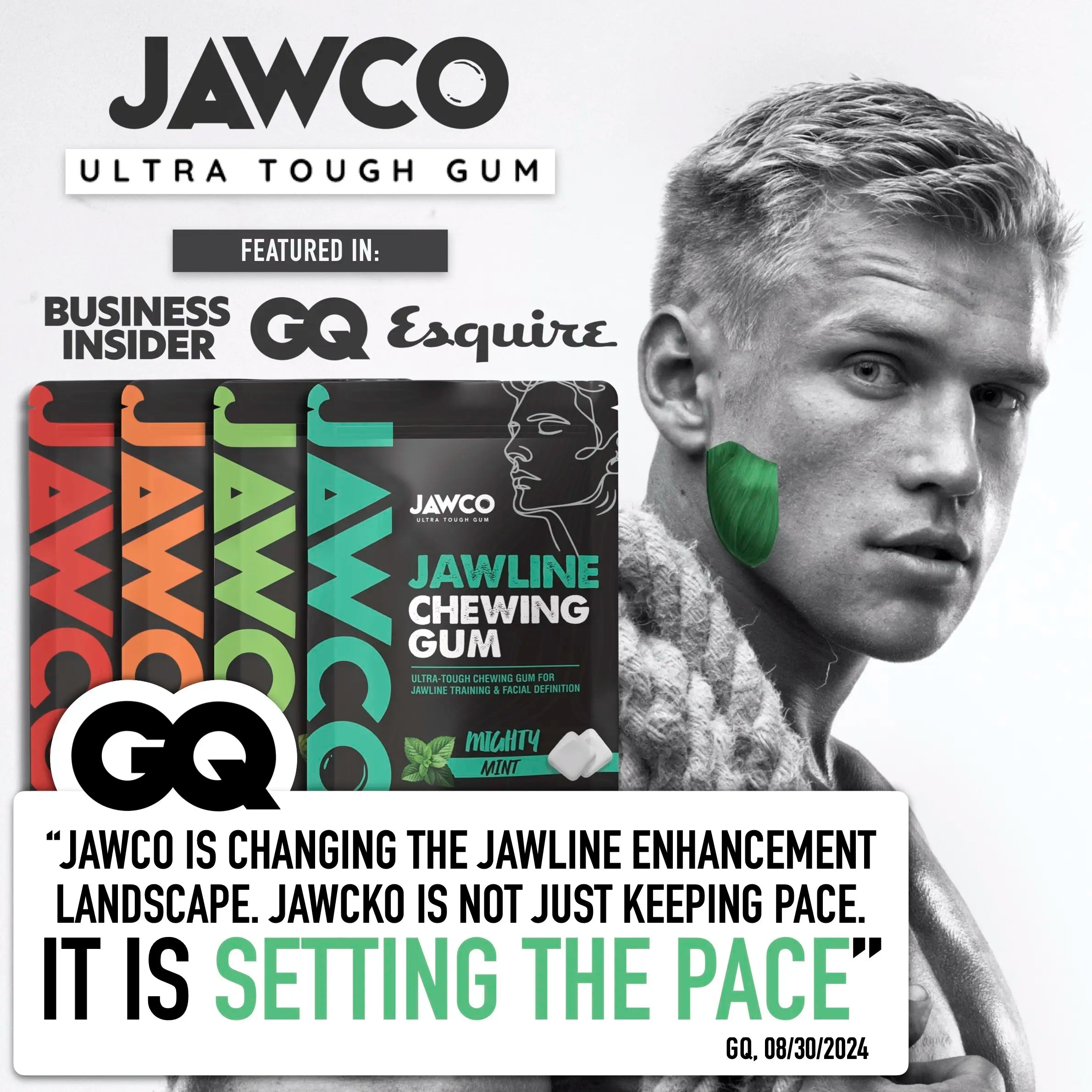 JAWCO Ultra-Durable Jawline Chewing Gum | Enhance Jawline Definition | 15X Strength | Mint Flavor Facial Fitness Gum (35 Pieces)
