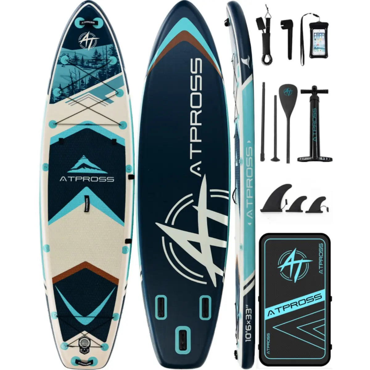 Pro 10'6" x 33" Extra Wide Stand-Up Paddleboard, 400 lbs Capacity, Anti-Slip EVA Surface, Compact Portable Accessories Kit, Stable Watercraft for Beginners and Yoga Enthusiasts