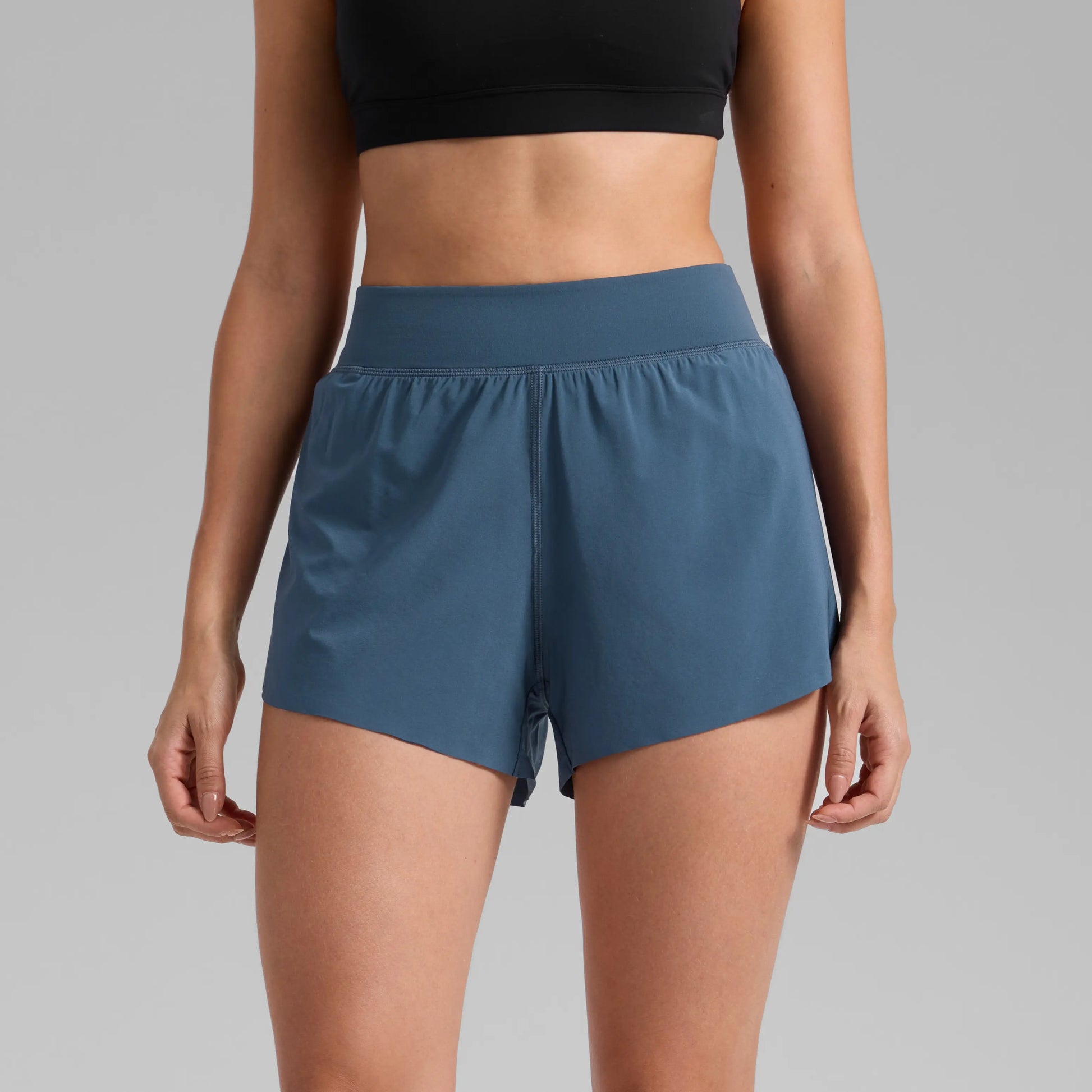 CRZ YOGA Women's High Waisted Dolphin Athletic Running Shorts with 3" High Split and Comfortable Mesh Liner for Gym and Track Workouts
