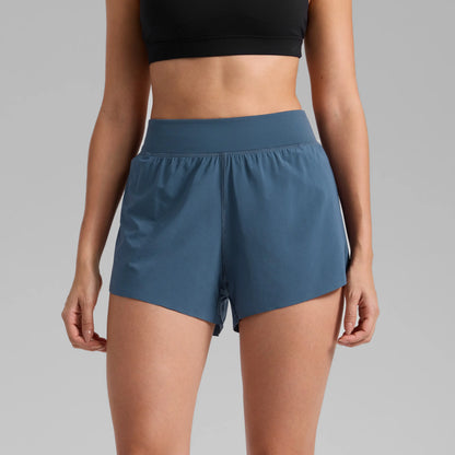 CRZ YOGA Women's High Waisted Dolphin Athletic Running Shorts with 3" High Split and Comfortable Mesh Liner for Gym and Track Workouts