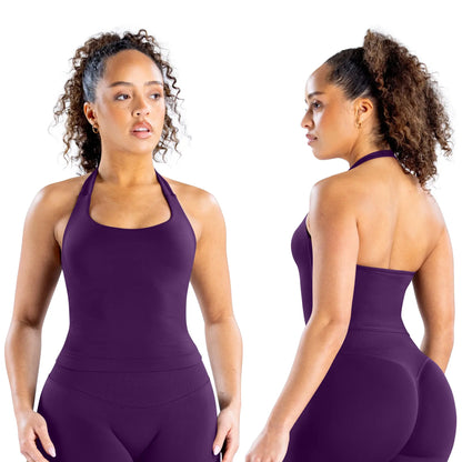DEEFY Seamless Halter Top for Women - Activewear and Fitness Gymwear for Yoga, Pilates, and Outdoor Activities