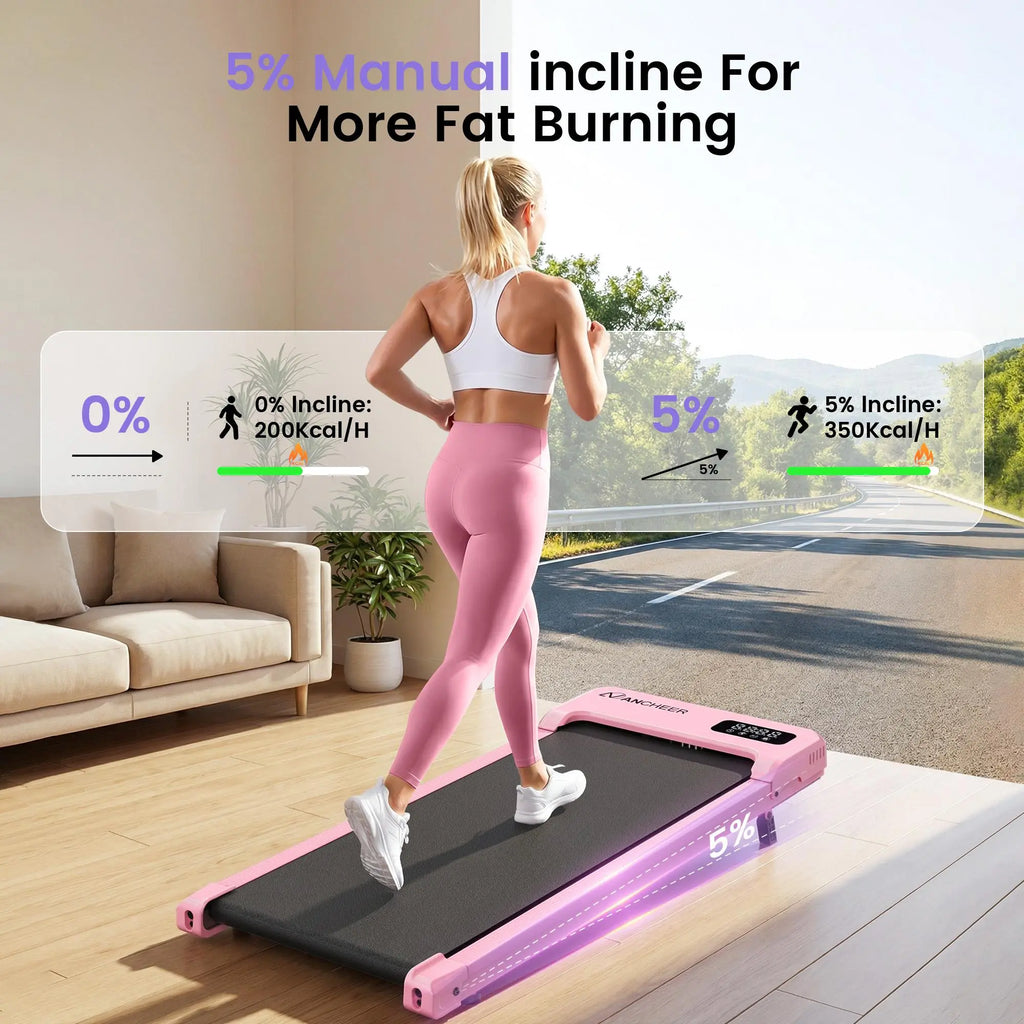 Compact Under-Desk Treadmill with Incline and Vibration Massage Plate - 2.5HP Portable Fitness Machine for Home and Office, Remote Control and LED Display Included