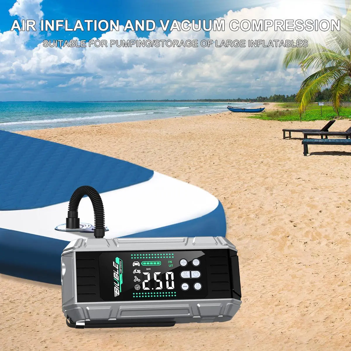 BIUBLE 10000A Multifunctional Portable Car Jump Starter with 26800mAh Battery, 150PSI Tire Inflator, 65W PD Fast Charging Power Bank, and Emergency Vehicle Accessories