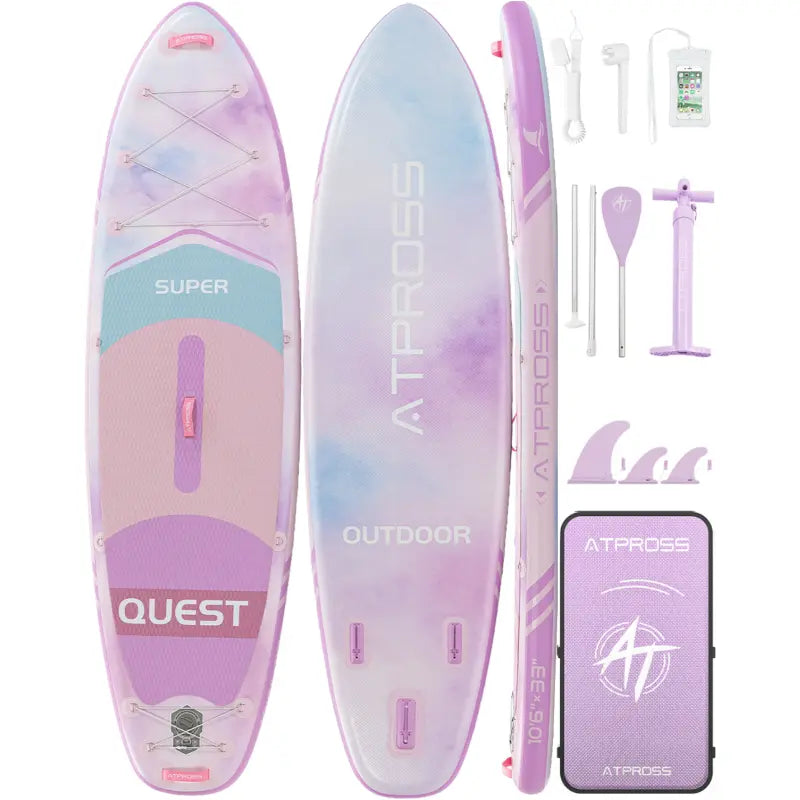 Pro 10'6" x 33" Extra Wide Stand-Up Paddleboard, 400 lbs Capacity, Anti-Slip EVA Surface, Compact Portable Accessories Kit, Stable Watercraft for Beginners and Yoga Enthusiasts