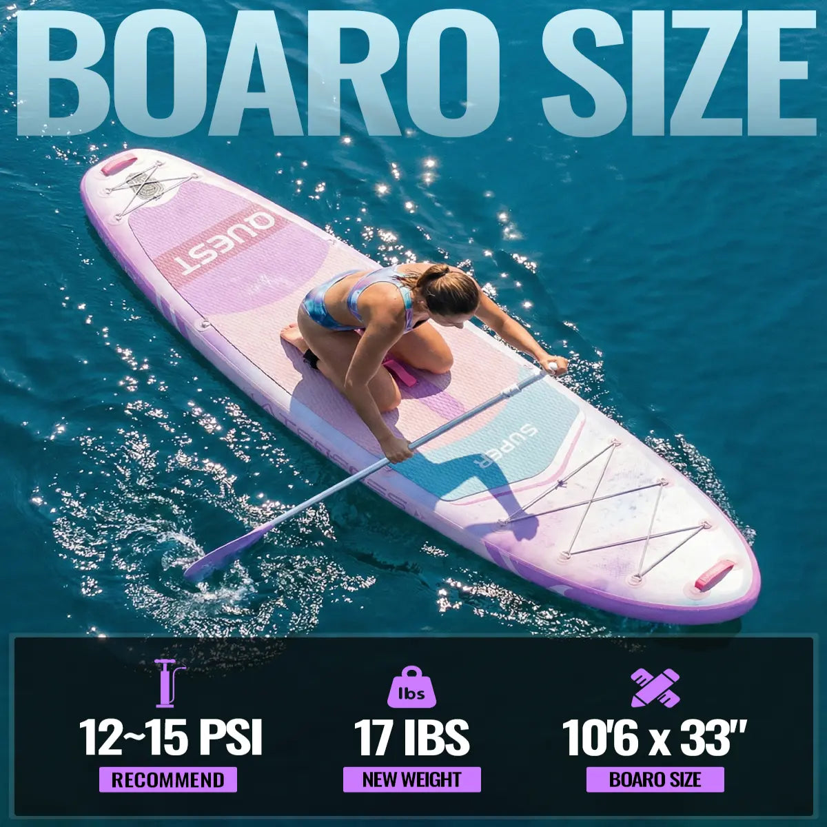 Pro 10'6" x 33" Extra Wide Stand-Up Paddleboard, 400 lbs Capacity, Anti-Slip EVA Surface, Compact Portable Accessories Kit, Stable Watercraft for Beginners and Yoga Enthusiasts