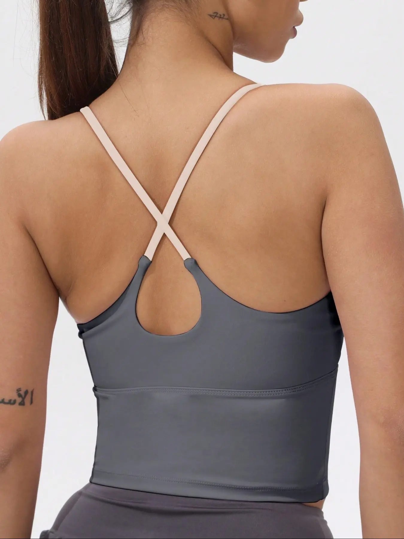 Women's Colorblock Stretchy Sports Tank Top with Fixed Cups - Cropped Activewear for Workout and Yoga
