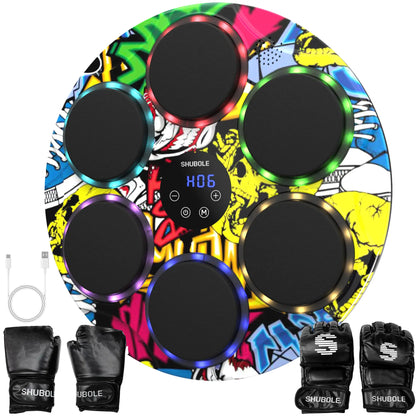 SHUBOLE Wall-Mounted Music Boxing Trainer with Gloves - 9-Speed Punching Game for Adults and Kids, Upgraded 2025 Gift for Ages 6 and Up