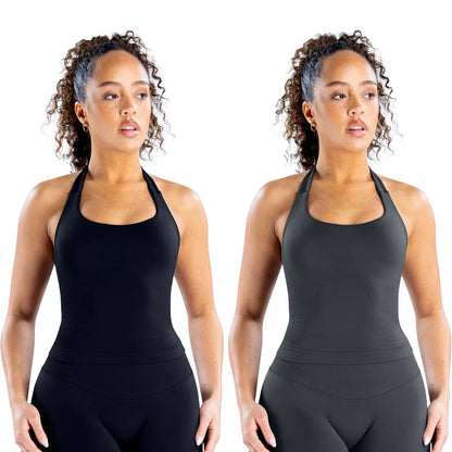 DEEFY Seamless Halter Top for Women - Activewear and Fitness Gymwear for Yoga, Pilates, and Outdoor Activities
