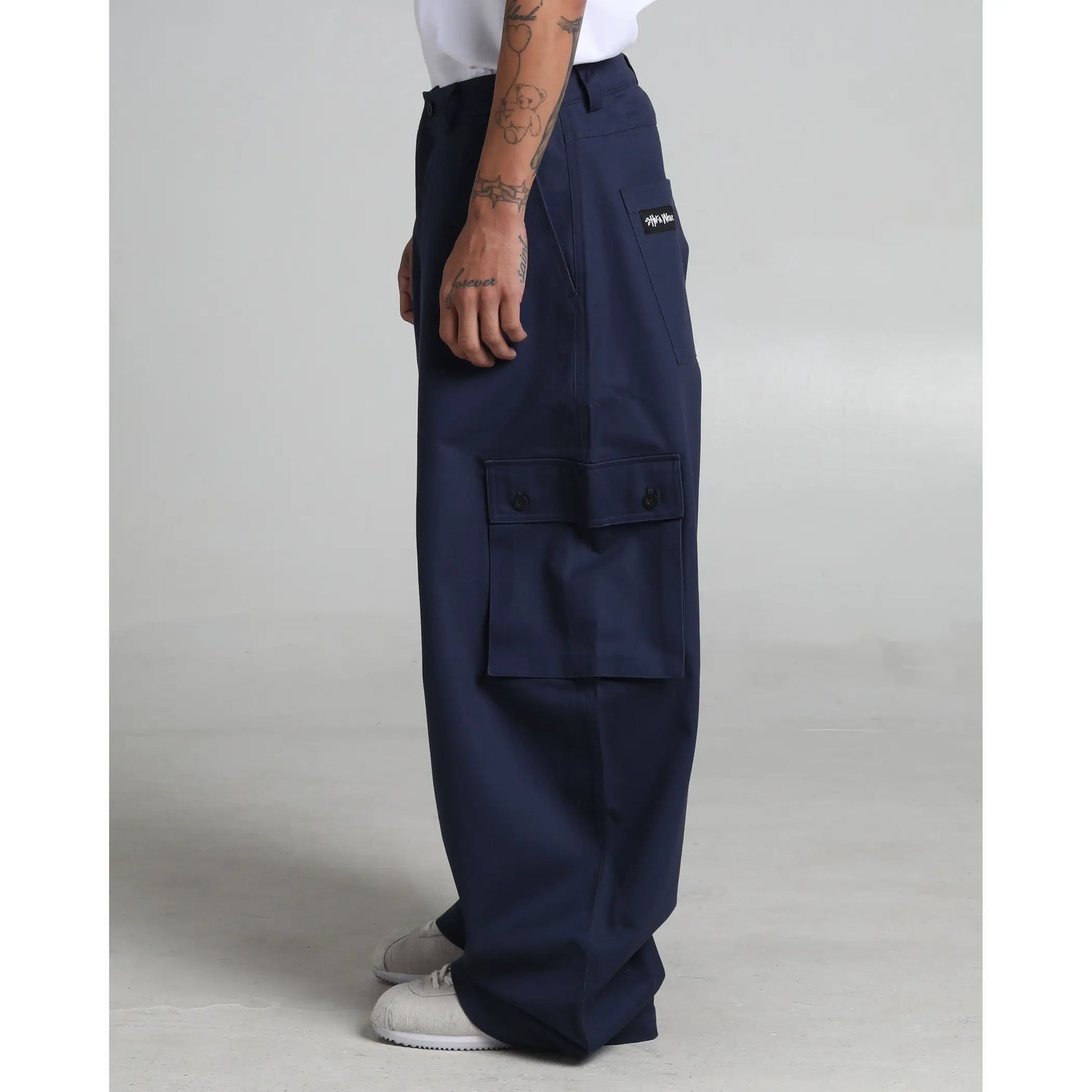 Twill Cargo Pants with Balloon Silhouette